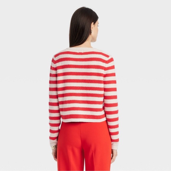 Women's Lady Cardigan - A New Day Red Striped - Picture 4 of 5